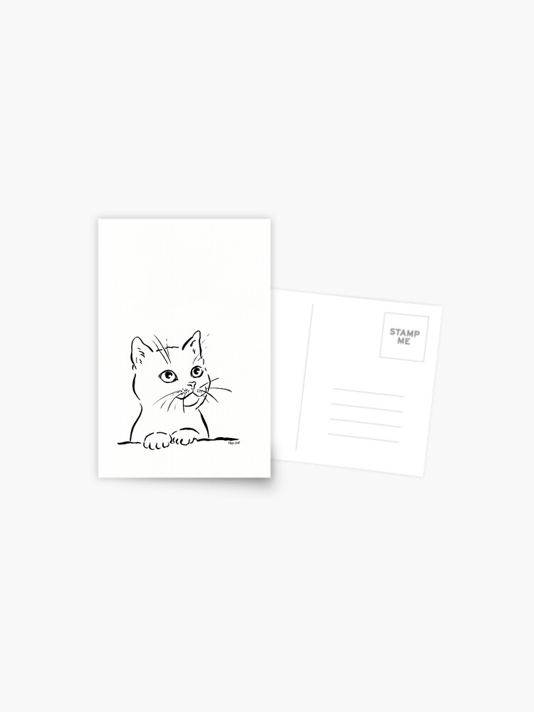 Cute Cat Stamp for Stationery, Cat Rubber Stamp, Black Cat Stamp