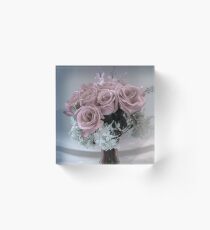 Pastel roses in vase Acrylic Block