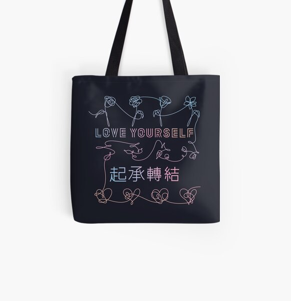 BTS Love Yourself albums connected (dark background) All Over Print Tote Bag