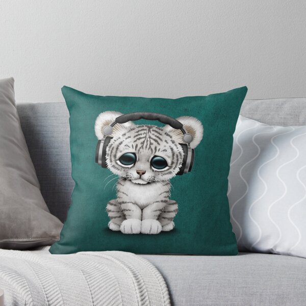 Item preview, Cute Baby White Tiger Deejay Wearing Headphones designed and sold by JeffBartels.