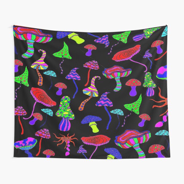 Aperçu de l'œuvre CHAMPIGNONS MAGIQUES: Impression fantaisiste psychédélique abstraite créée et vendue par posterbobs.