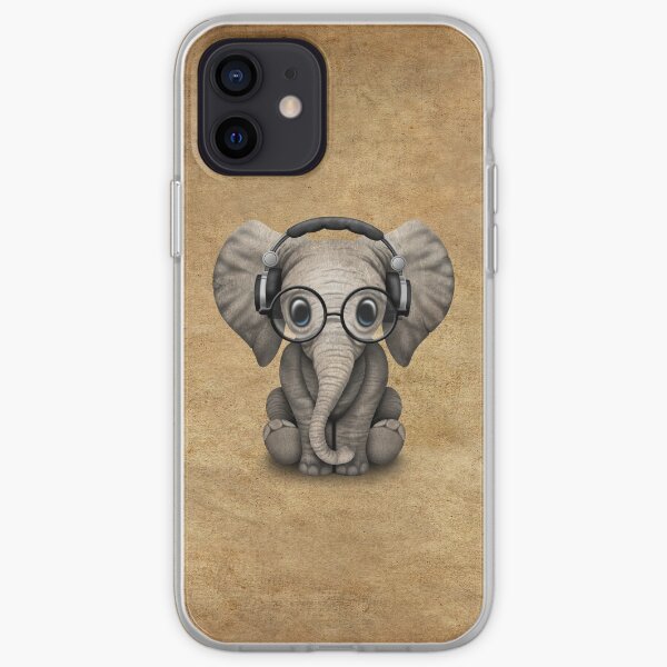 Cute Baby Elephant Dj Wearing Headphones and Glasses iPhone Soft Case
