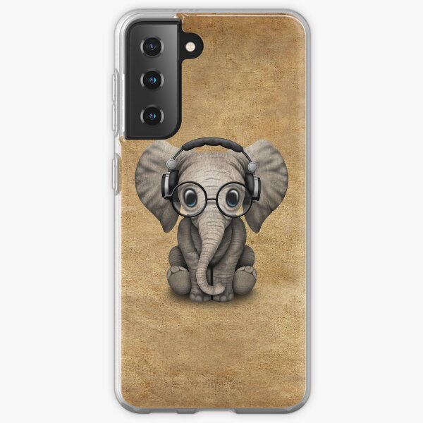 Cute Baby Elephant Dj Wearing Headphones and Glasses Samsung Galaxy Soft Case
