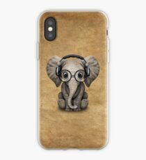 Cute Baby Elephant Dj Wearing Headphones and Glasses iPhone Case