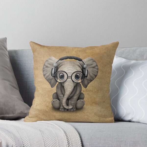 Item preview, Cute Baby Elephant Dj Wearing Headphones and Glasses designed and sold by JeffBartels.