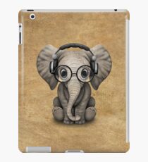 Cute Baby Elephant Dj Wearing Headphones and Glasses iPad Case/Skin