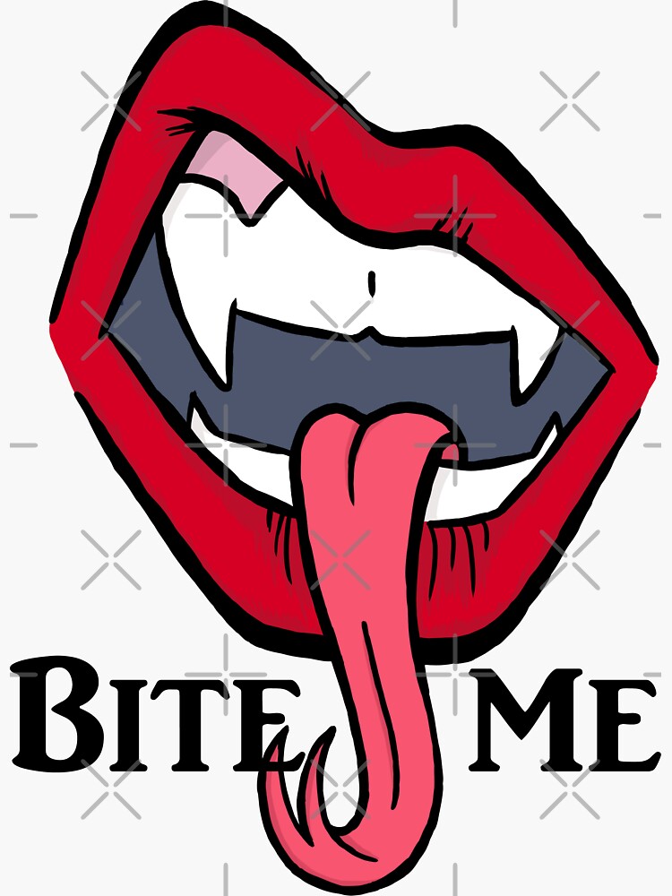 Bite Me Sticker By Synthsoulart Redbubble