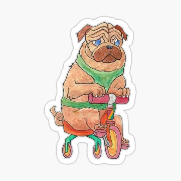 Rando the Pug on a Tricycle Sticker