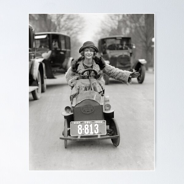 Item preview, Flapper Driving Pedal Car, 1924. Vintage Photo designed and sold by historyphoto.