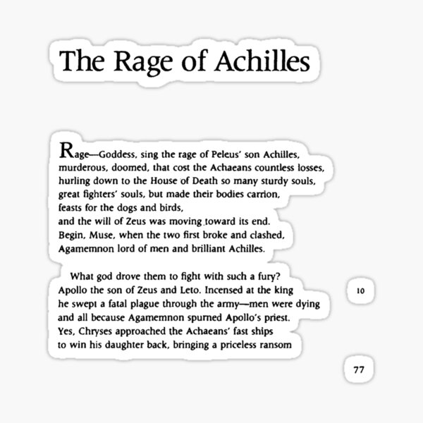 The Iliad Homer Page One Sticker