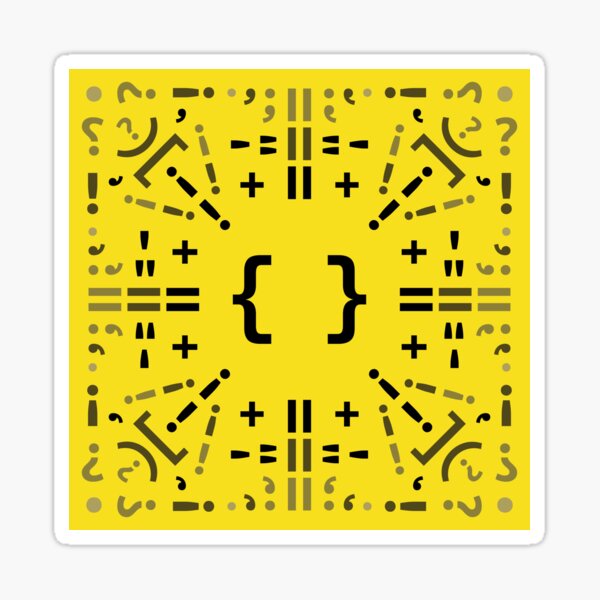 Code Mandala - Javascript - fond jaune Sticker