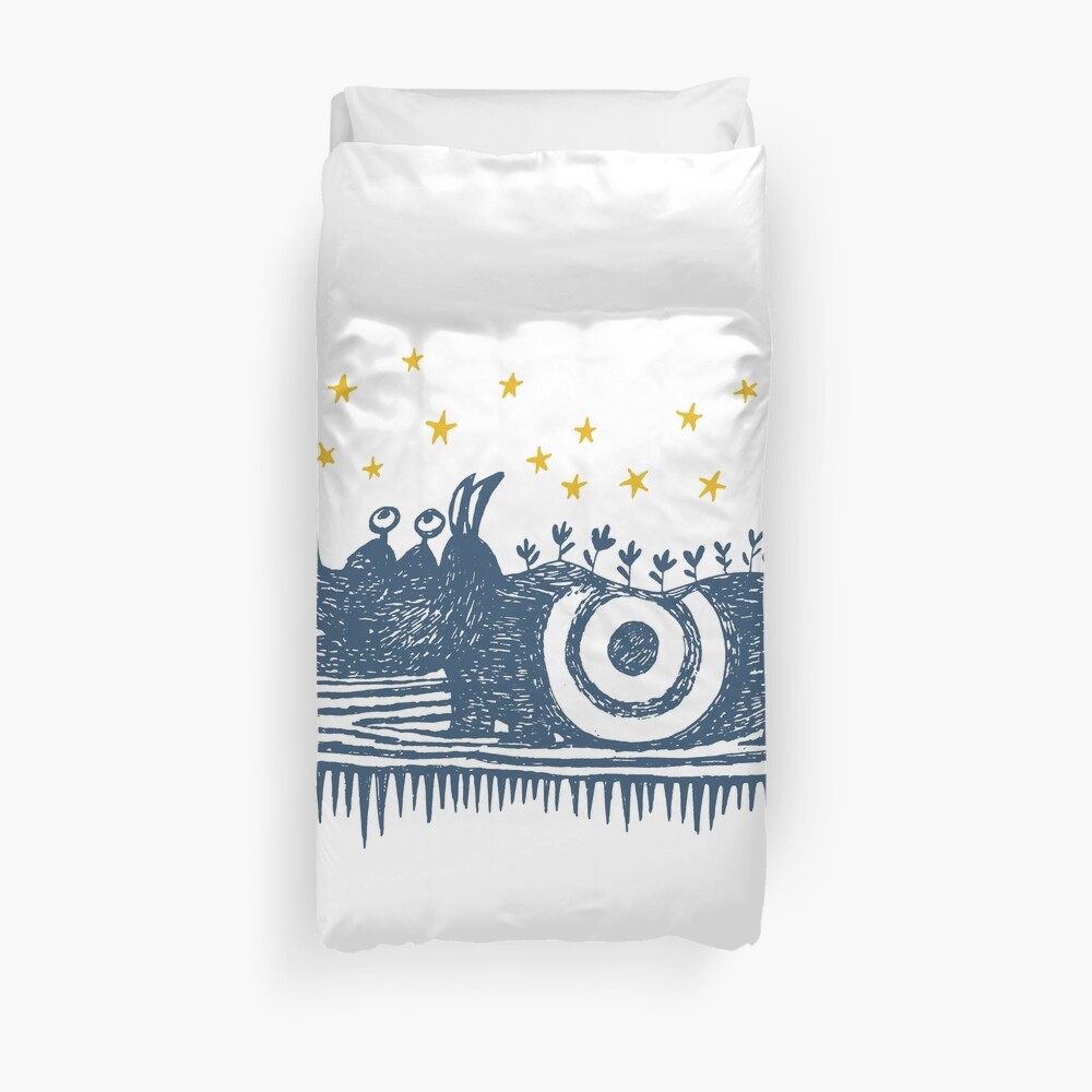 rhinoceros stares into the stars Duvet Cover