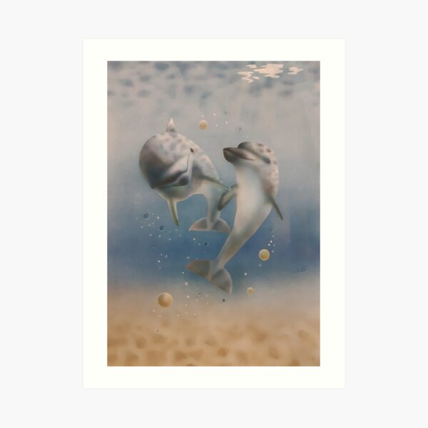 Happy dolphins Art Print