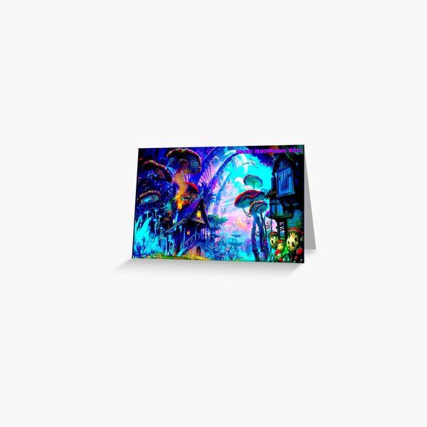 MAGIC MUSHROOM : Abstract Psychedelic Village Print Greeting Card