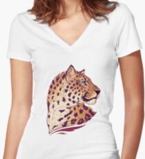 Amur leopard Women's Fitted V-Neck T-Shirt