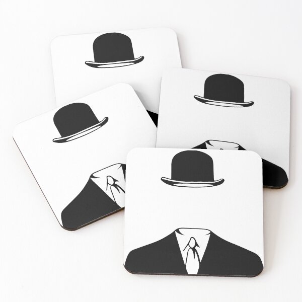 Man In a Bowler Hat by Rene Magritte Inspired Design Coasters (Set of 4)
