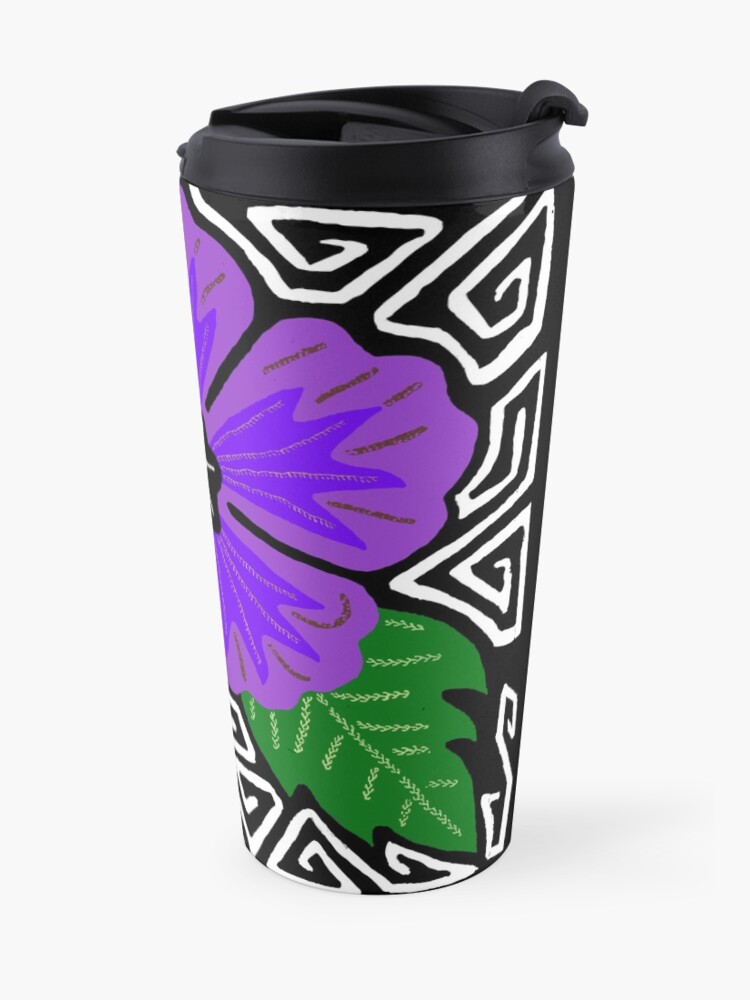 Alternate view of Purple hibiscus w/ swirl mola Travel Mug