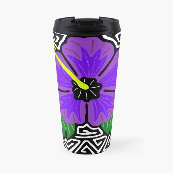 Purple hibiscus w/ swirl mola Travel Mug