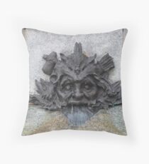 #sculpture #stone #statue #architecture #ancient #face #old #head #art #fountain #lion #wall #history #gargoyle #detail #building #marble #monument #antique #relief #decoration #religion #carving Throw Pillow