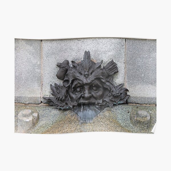 #sculpture #stone #statue #architecture #ancient #face #old #head #art #fountain #lion #wall #history #gargoyle #detail #building #marble #monument #antique #relief #decoration #religion #carving Poster