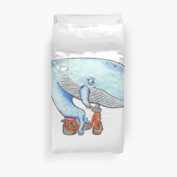 A Whale of a Bike Ride Duvet Cover
