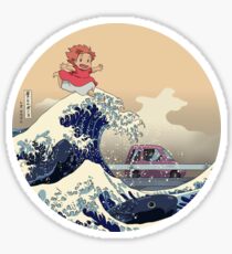 PONYO ON THE JAPANESE WAVE - HOKUSAI KAIJU Sticker