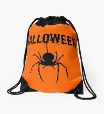 HALLOWEEN WITH SPIDER (BLACK) Drawstring Bag