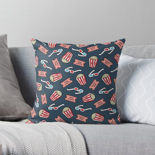 Movie Pattern in Dark Blue Throw Pillow