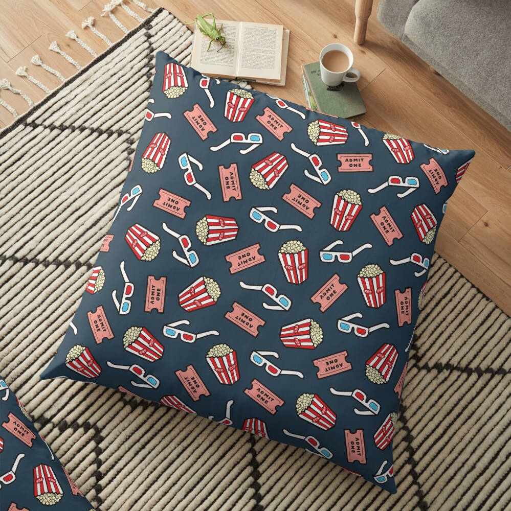 Movie Pattern in Dark Blue Floor Pillow