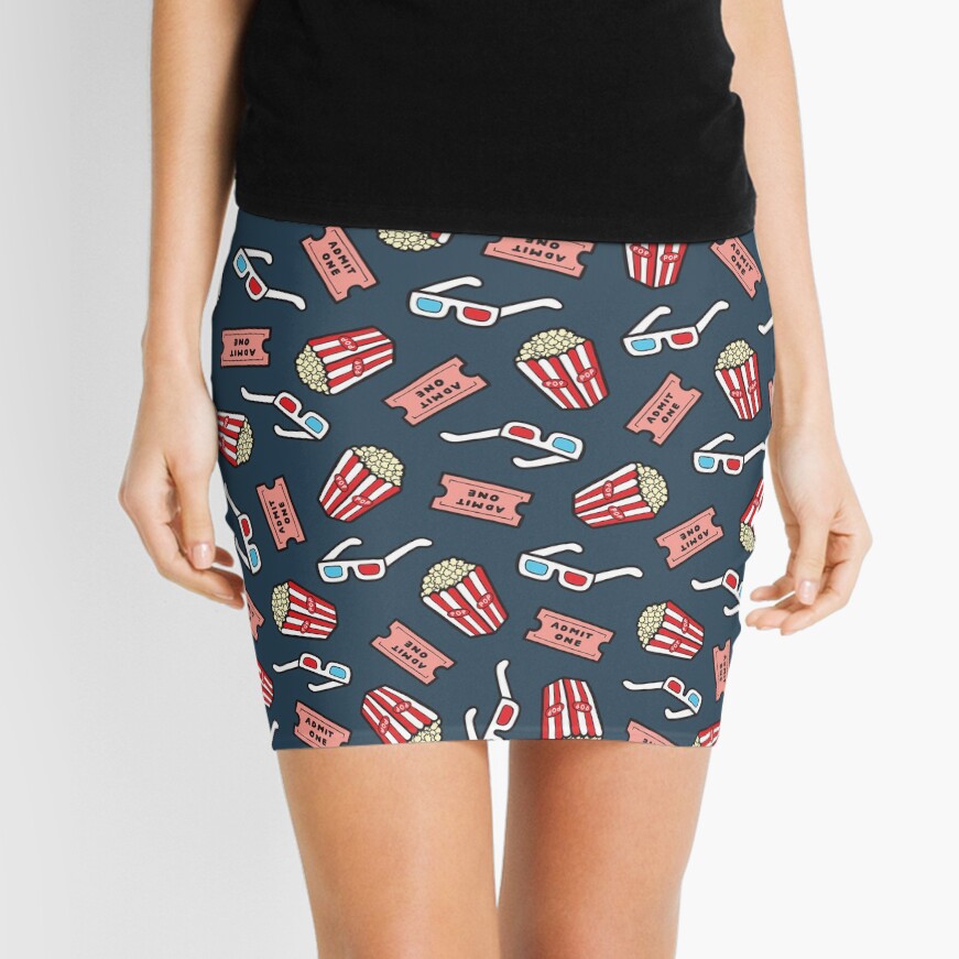 Movie Pattern in Dark Blue Mini Skirt