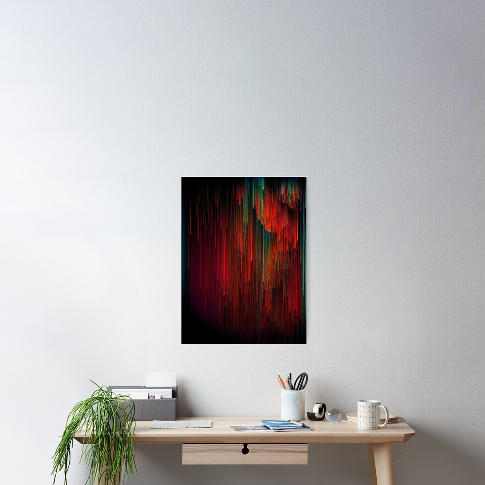 Volcanic Glitches - Abstract Pixel Art Poster