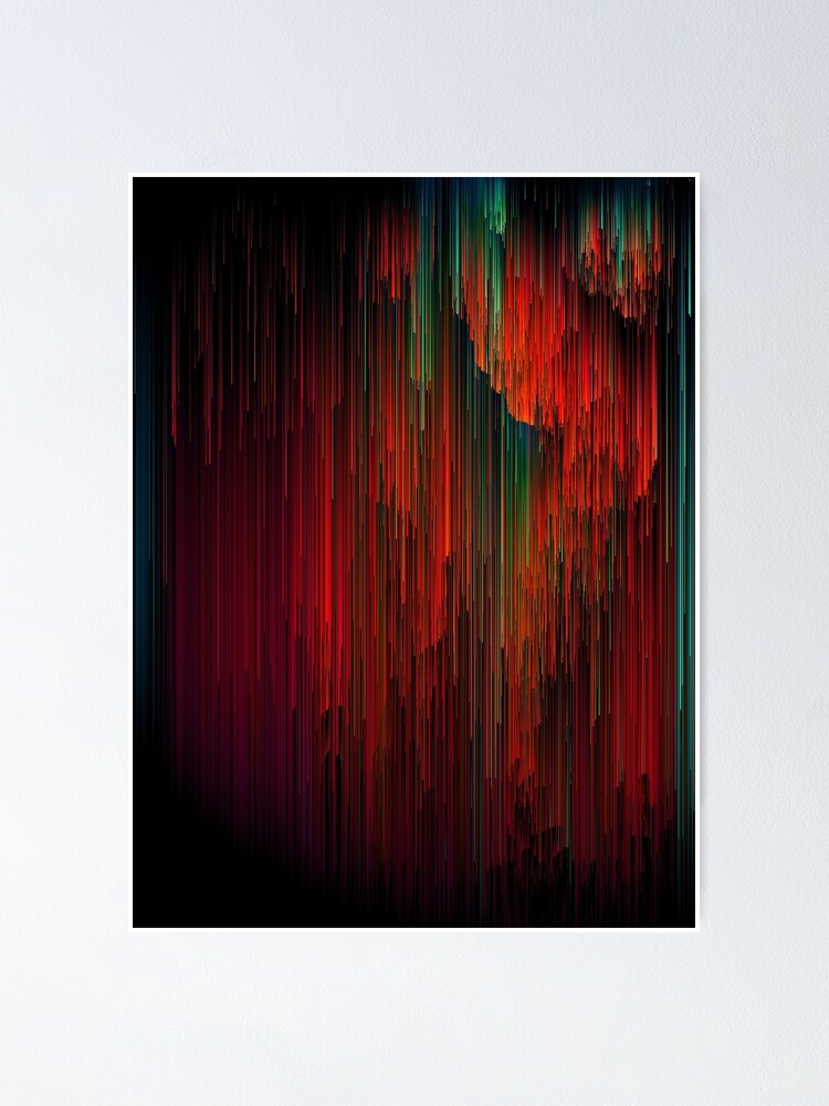 Alternate view of Volcanic Glitches - Abstract Pixel Art Poster