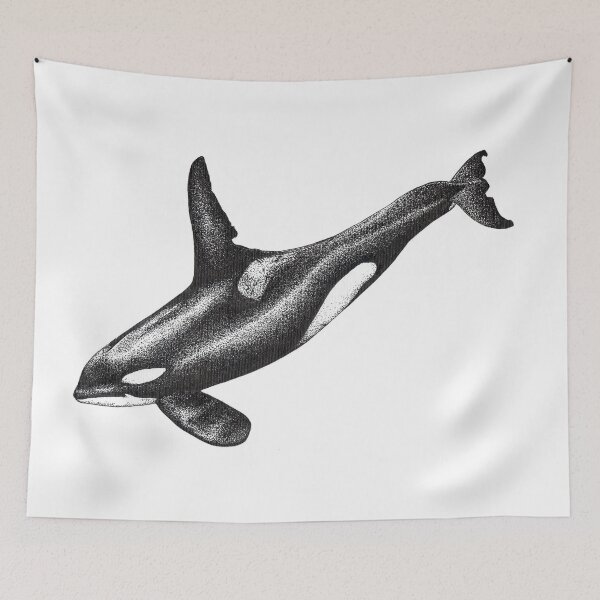 Item preview, Killer whale Orca ink drawing designed and sold by chloeyzoard.