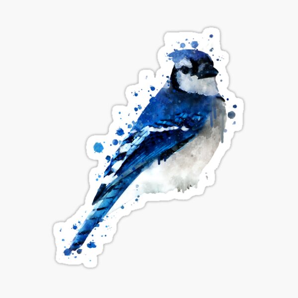 Item preview, Dramabite Watercolor blue jay bird designed and sold by dramabite.