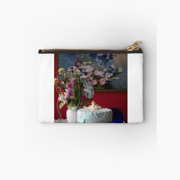 Item preview, blue angel cake near flowers designed and sold by caughtinmotion.