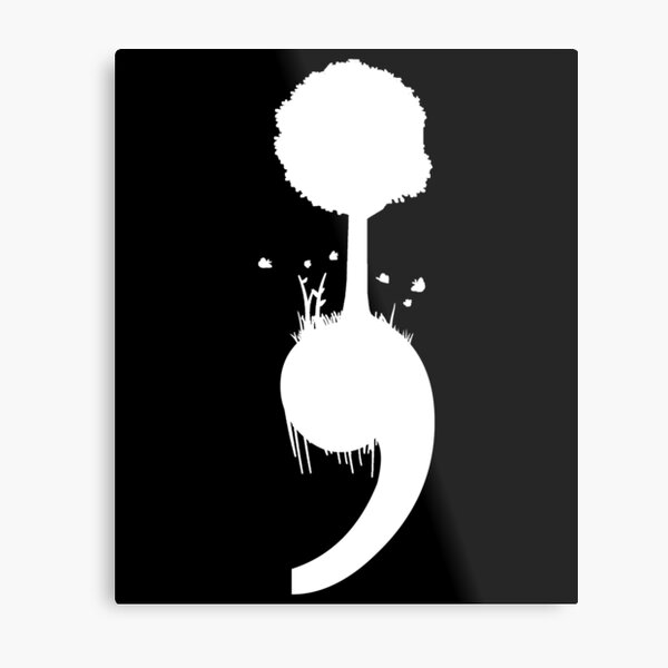 Project Semicolon Tree Suicide Depression Prevention Mental Health Awareness Metal Print