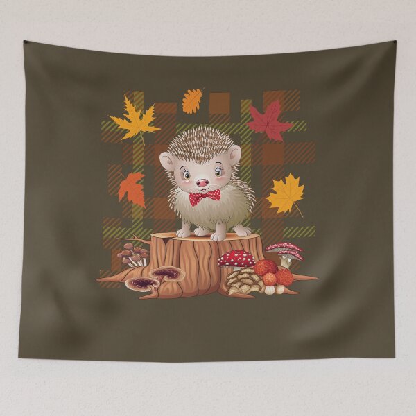 Item preview, AUTUMN FALL HEDGEHOG TREE STUMP MUSHROOMS designed and sold by Jecolds.