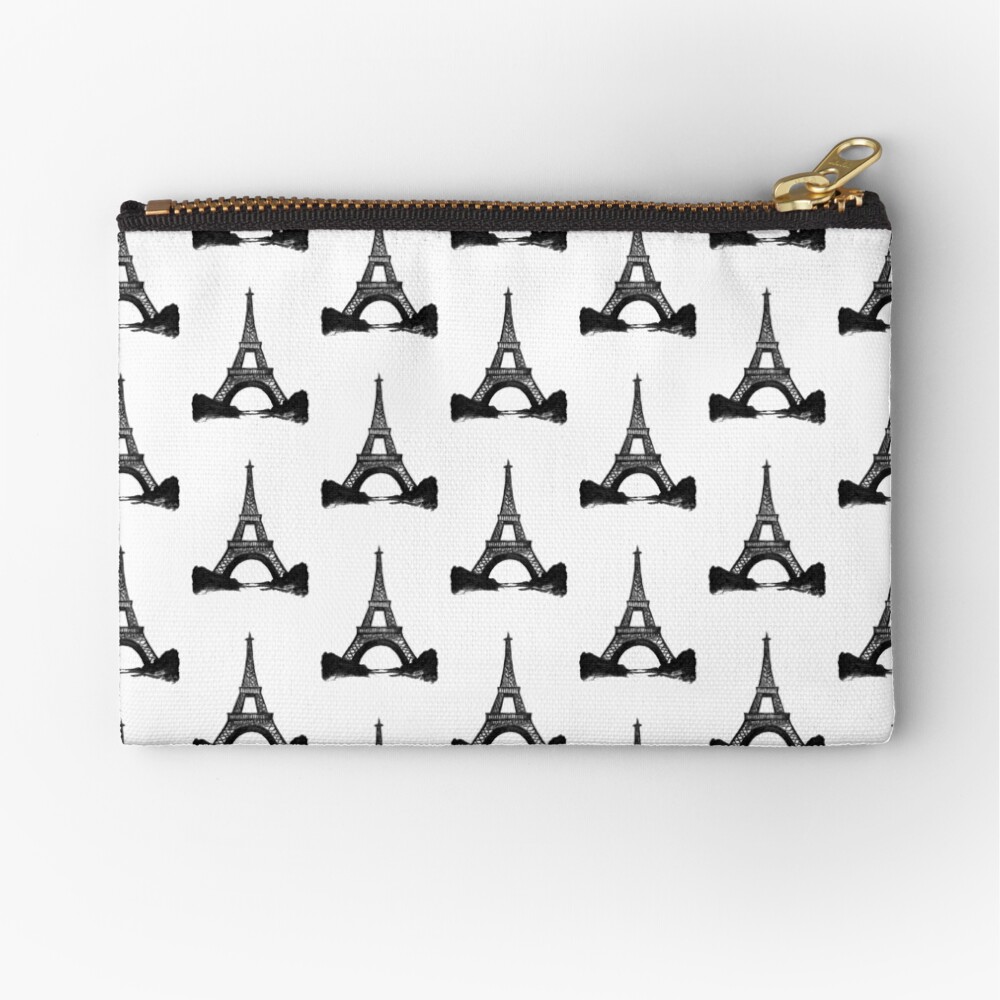 Eiffel Tower in Black Zipper Pouch