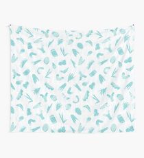 Light Blue and White Abstract Cut Out Shapes Wall Tapestry