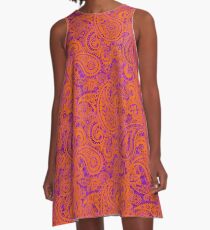 Paisley Spieltag Kleid | Clemson | Lila Marmor A-Linien Kleid