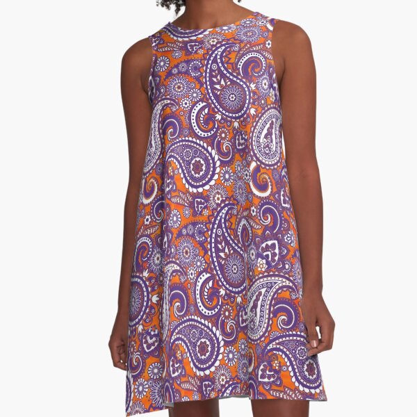 Paisley Game Day Dress | Clemson | Tiger Sunset A-Line Dress