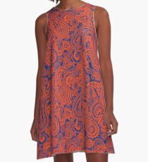 Paisley Game Day Dress | Florida | Blue and Orange A-Line Dress