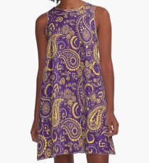 Paisley Spieltag Kleid | Go Tigers | Lila Glanz A-Linien Kleid