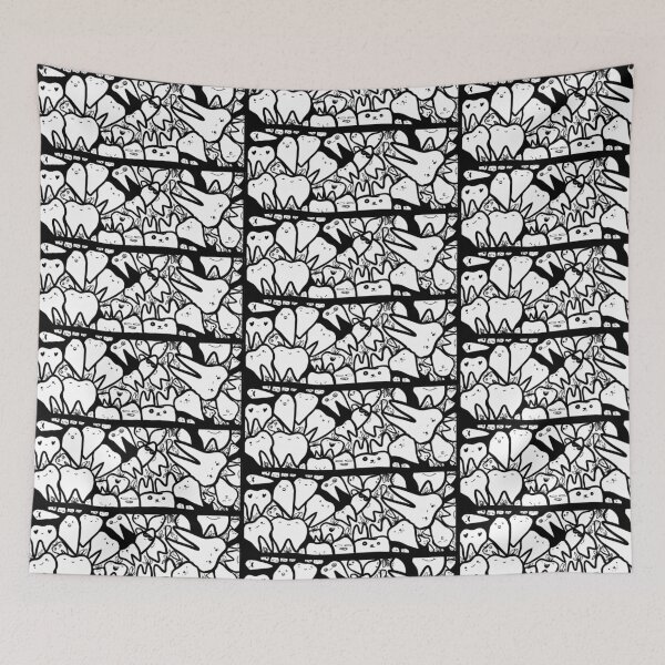 Item preview, Teeth Doodle (Black & White) designed and sold by Happimola Designs.