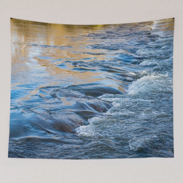Item preview, Autumn River - Silky Flow in Sapphire Blue and Heliodor Yellow  designed and sold by Georgia Mizuleva.