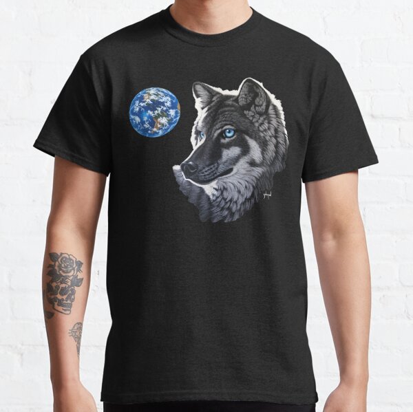 Blue-Eyed Wolf and Earth  Classic T-Shirt