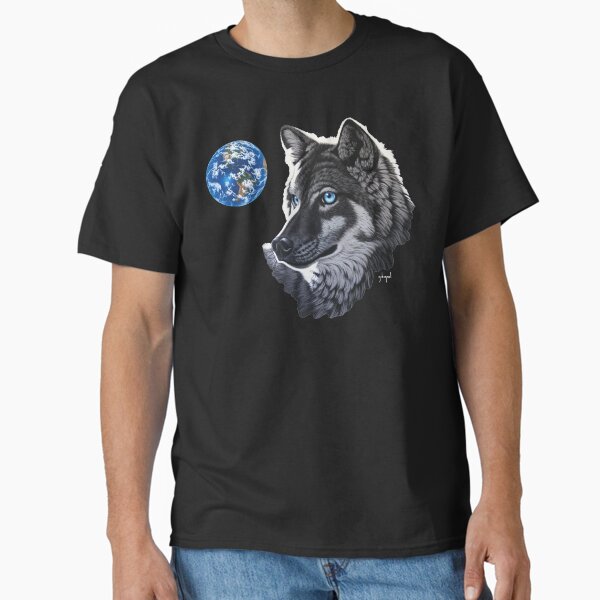 Blue-Eyed Wolf and Earth Classic T-Shirt