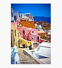 colorful houses on Santorini Photographic Print