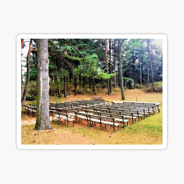 Row of Wooden Benches Sticker