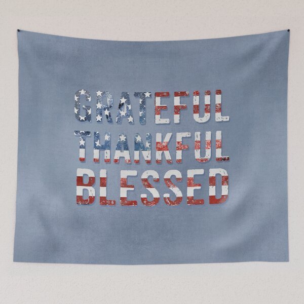 Item preview, Stars And Stripes Thankteful Thankful Blessed Typography designed and sold by Sunnytime.